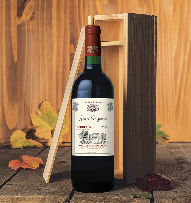 Bordeaux vieilli en fût de chêne 2015 en caisse bois Bordeaux vieilli en fût de chêne 2015 en caisse bois