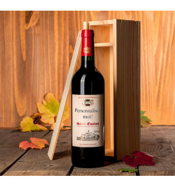 Saint-Emilion AOC 2019 personnalisé en caisse bois