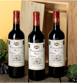 Caisse bois - 3 Bordeaux AOC 2020 personnalisés