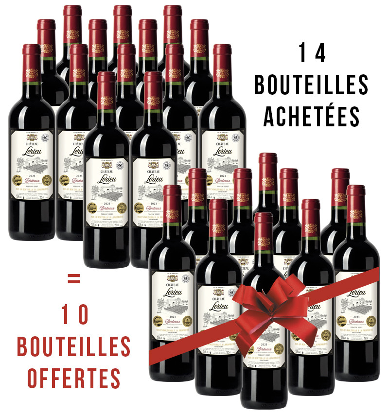 14 bouteilles achetées + 10 offertes 14 bouteilles achetées + 10 offertes
