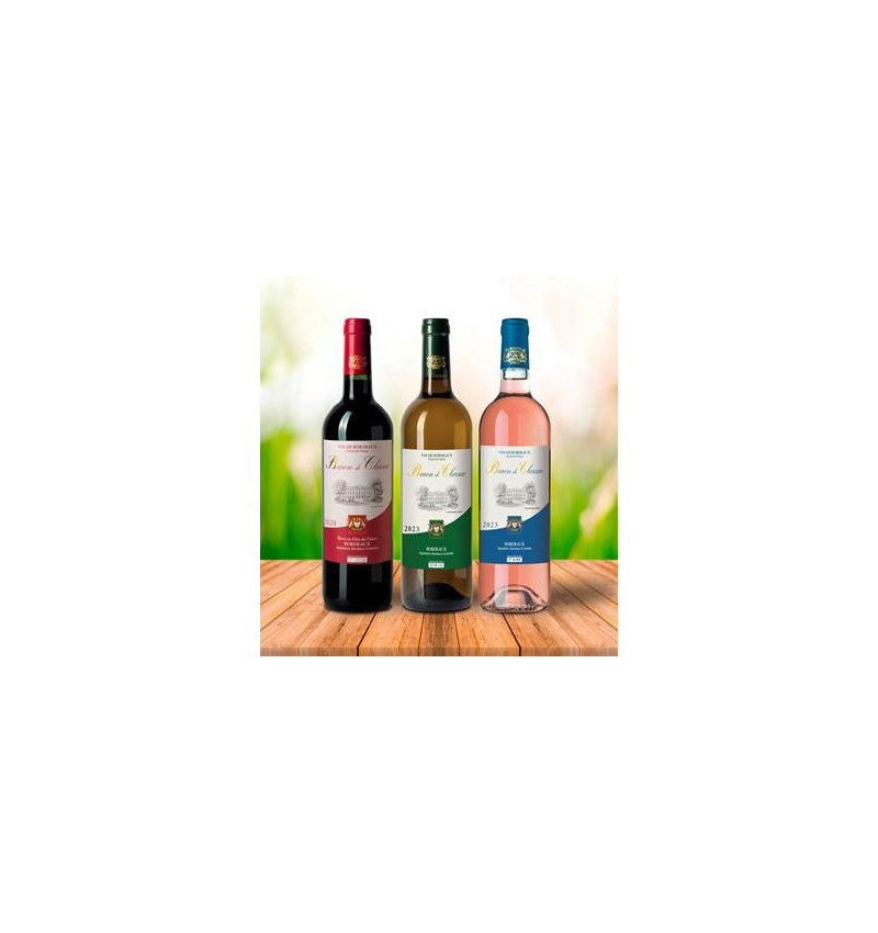 Trio "Baron de Clarsac rouge/blanc/rosé"