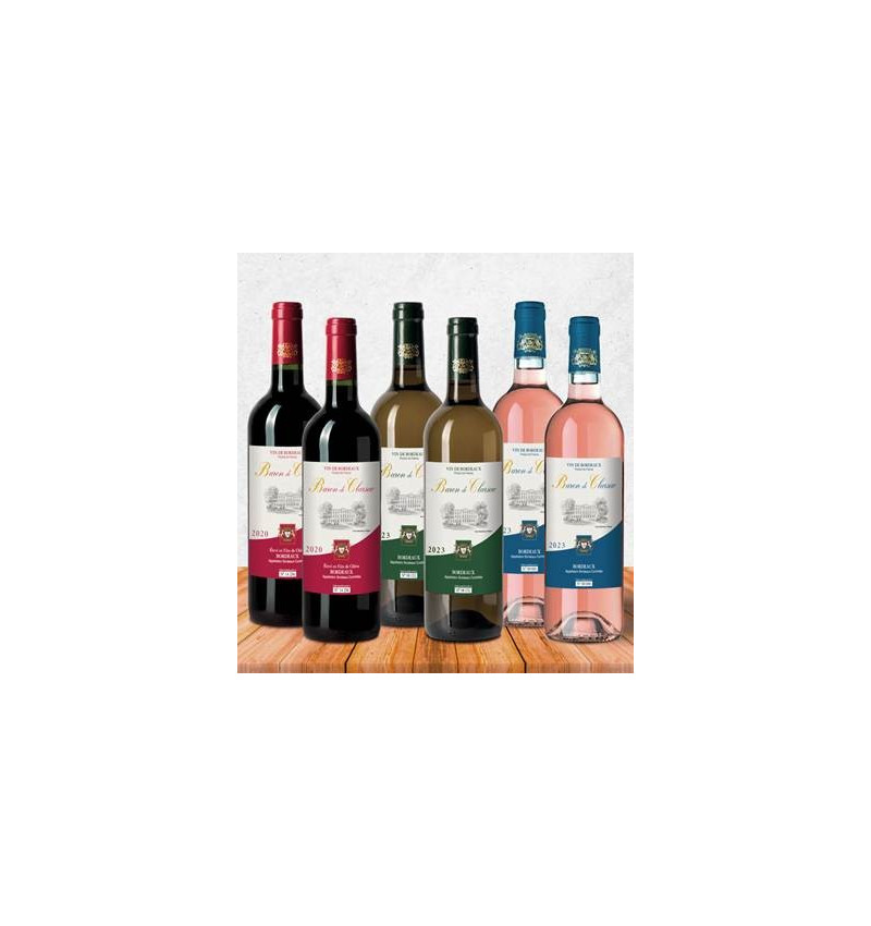 Assortiment  "Baron de Clarsac rouge/blanc/rosé"