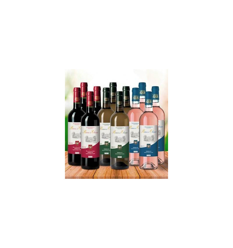 Assortiment  "Baron de Clarsac rouge/blanc/rosé"
