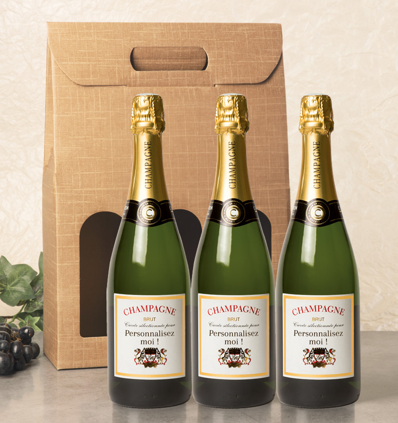 Coffret de 3 bouteilles de Champagne personnalisées