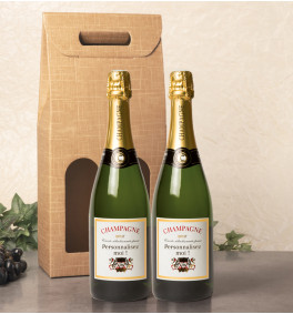 Coffret de 2 bouteilles de Champagne personnalisées
