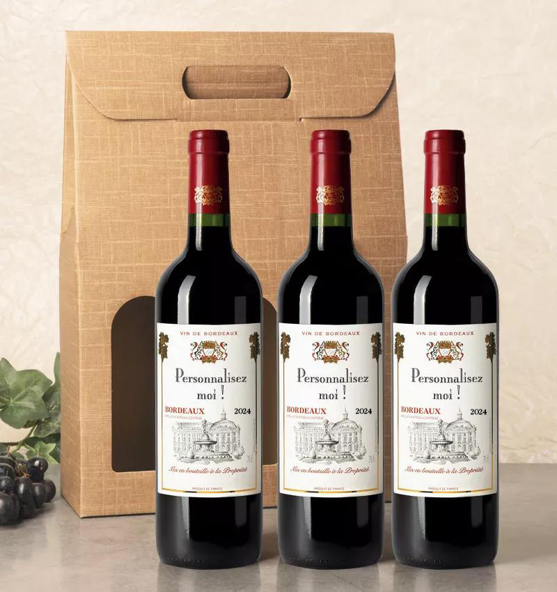 Coffret 3 bordeaux AOC 2024 personnalisé
