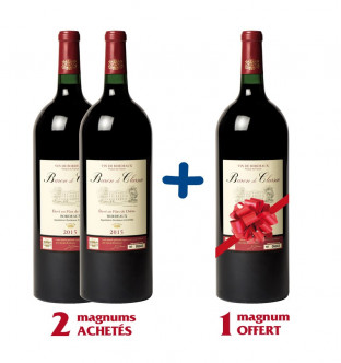 Lot de 3 magnums Baron de Clarsac Rouge 2015